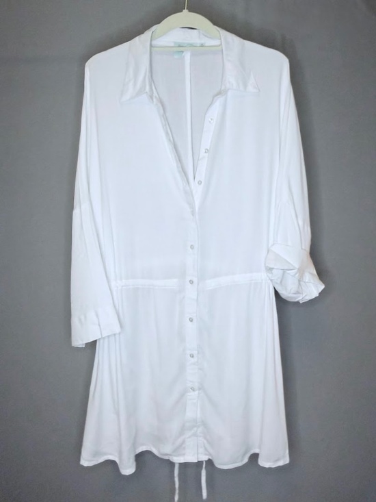 True Destinations Dresses & Skirts - True Destinations White Collared Shirt Dress Size M Beach Resort Cover Up Dress